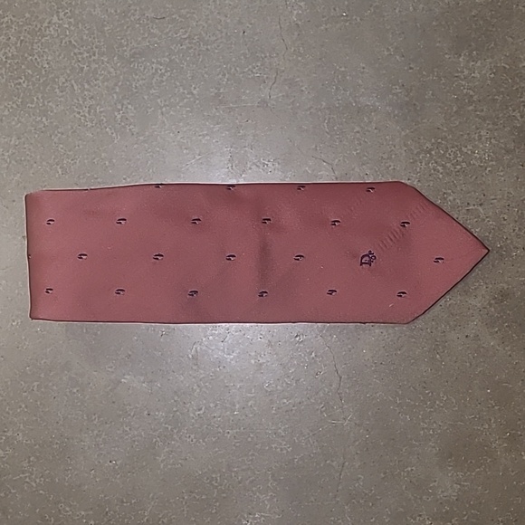CHRISTIAN DIOR MONOGRAM LOGO BURGUNDY EMBROIDERED PATTERN NECK TIE - Picture 1 of 7